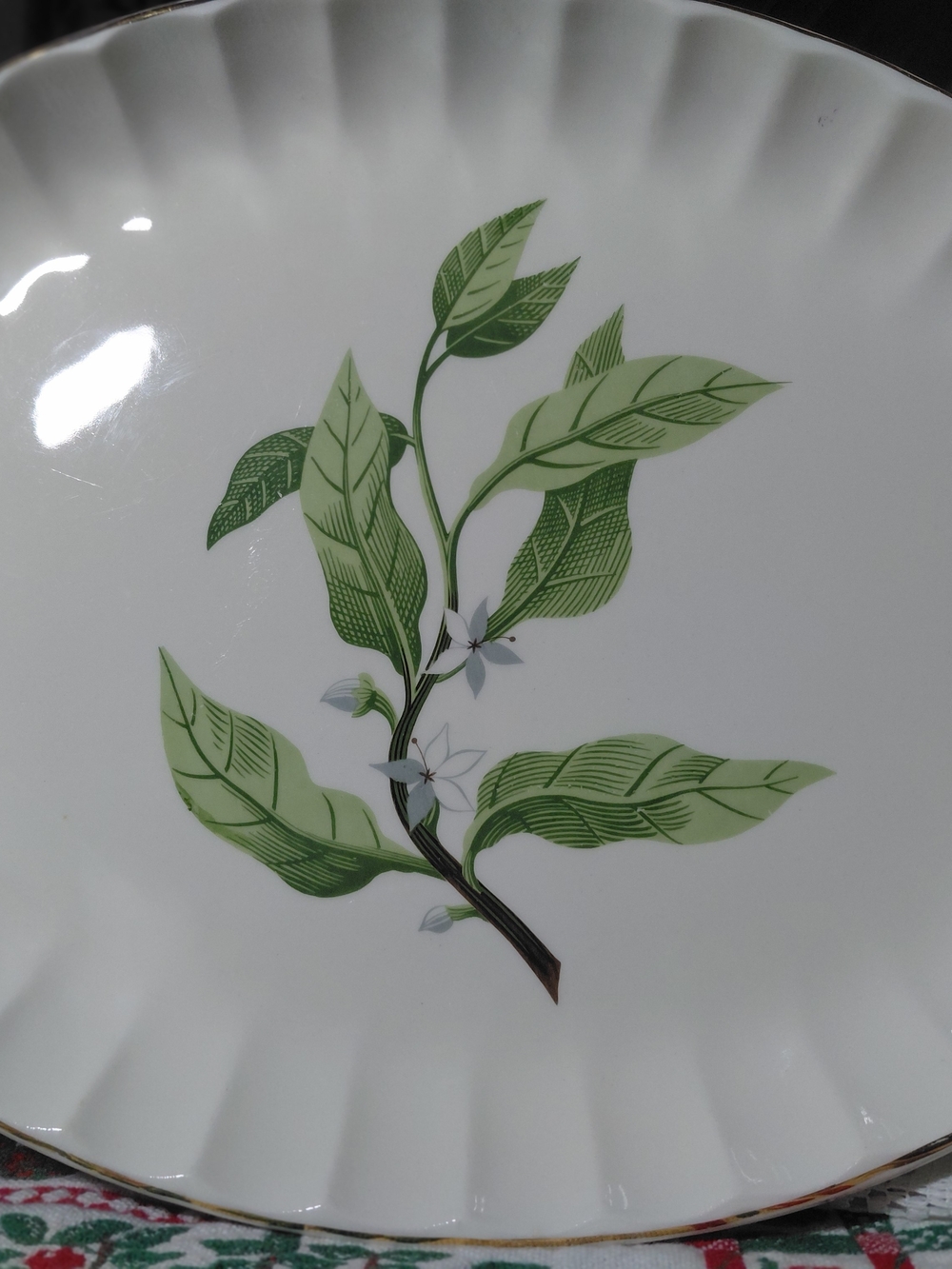 1950's W.S George Bolero 22kt Gold Scalloped Rim Serving Platter orange blossom